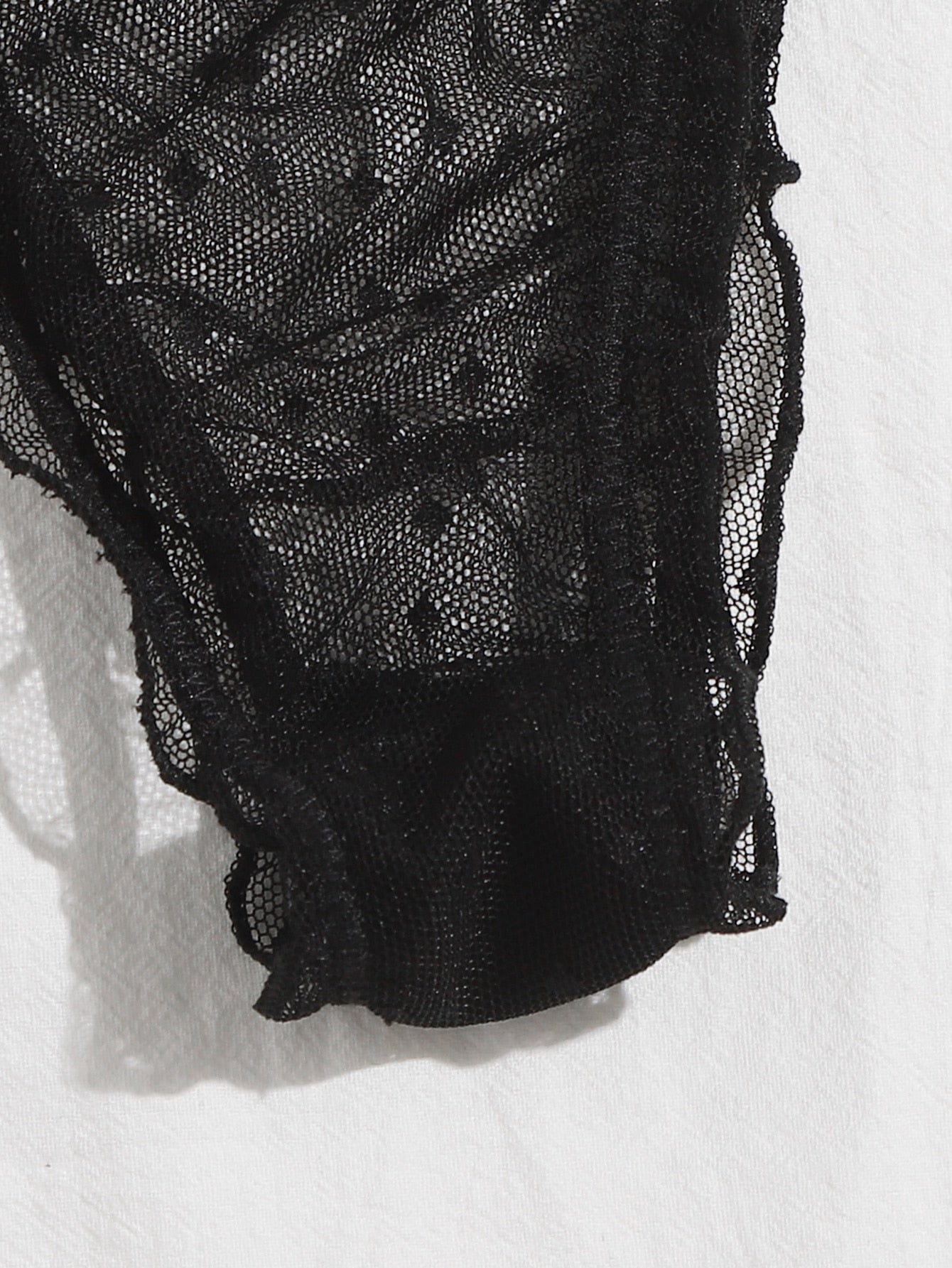 Black Polka Dot Lace Sheer Sexy Lingerie Set