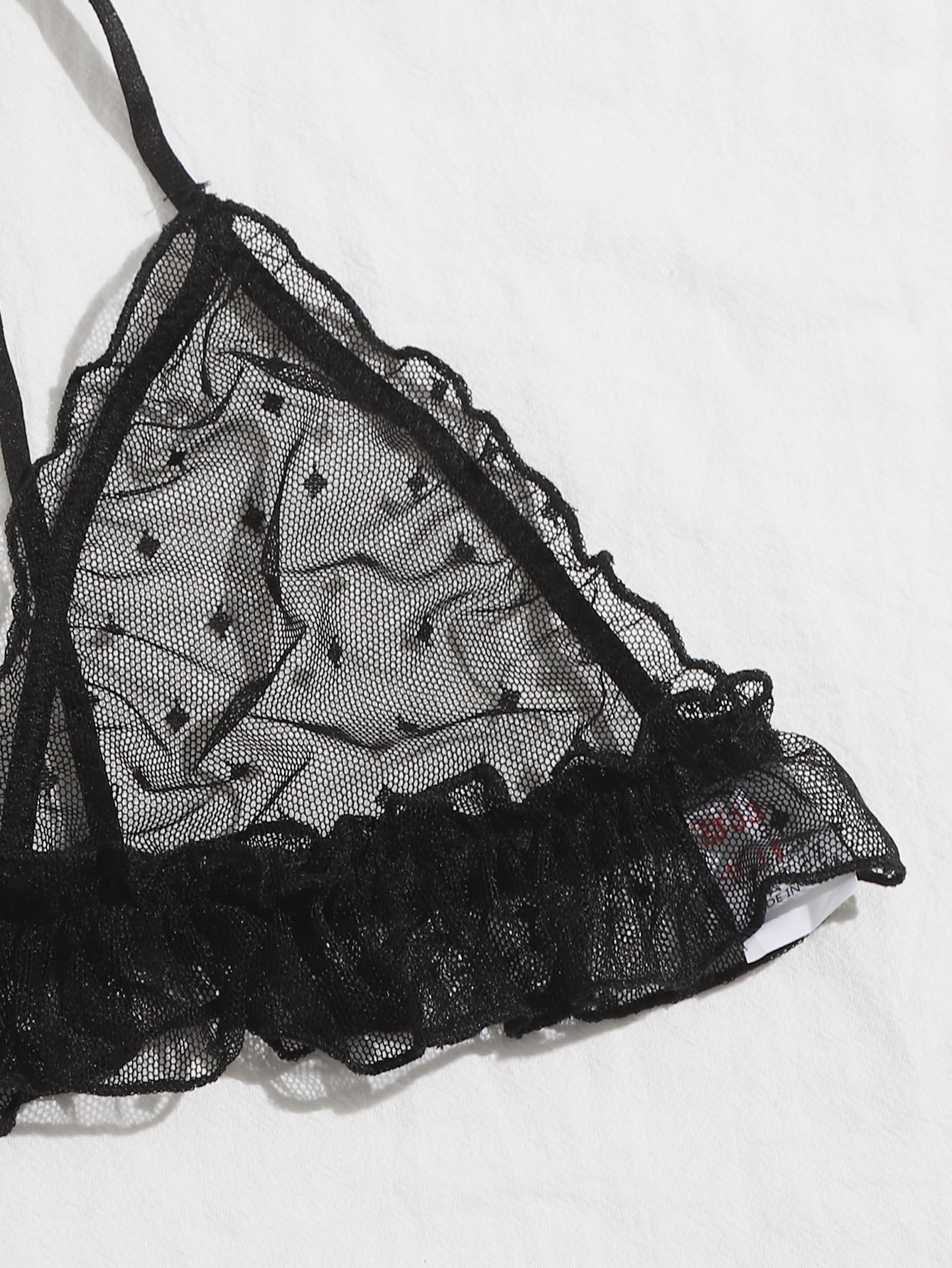 Black Polka Dot Lace Sheer Sexy Lingerie Set